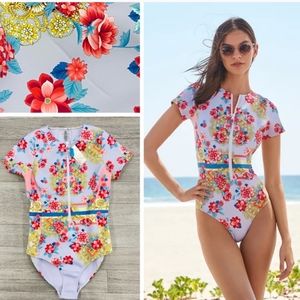 NWT Johnny Was Japer Neoprene One Piece Swimsuit Floral print Size Medium